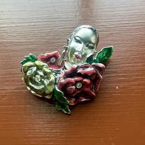 Vintage Bob Mackie Beauty Floral Figural Brooch